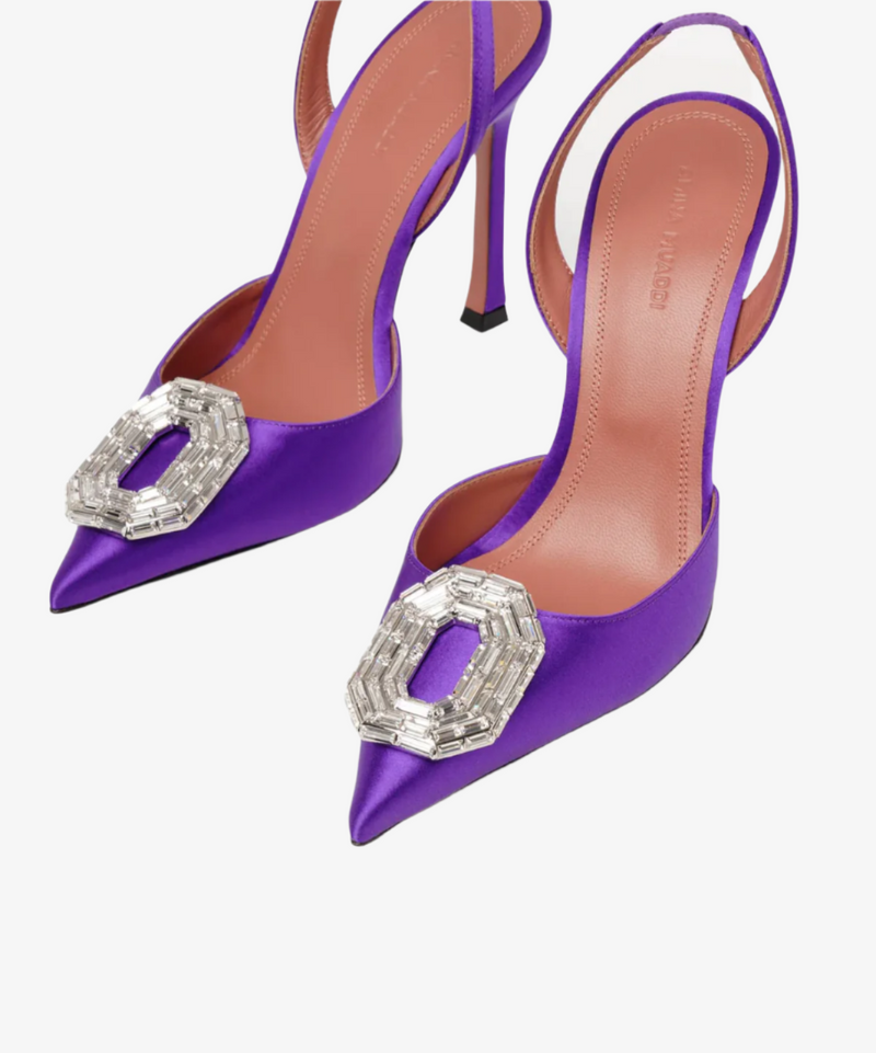 Amina Muaddi Camelia Satin Sling Back