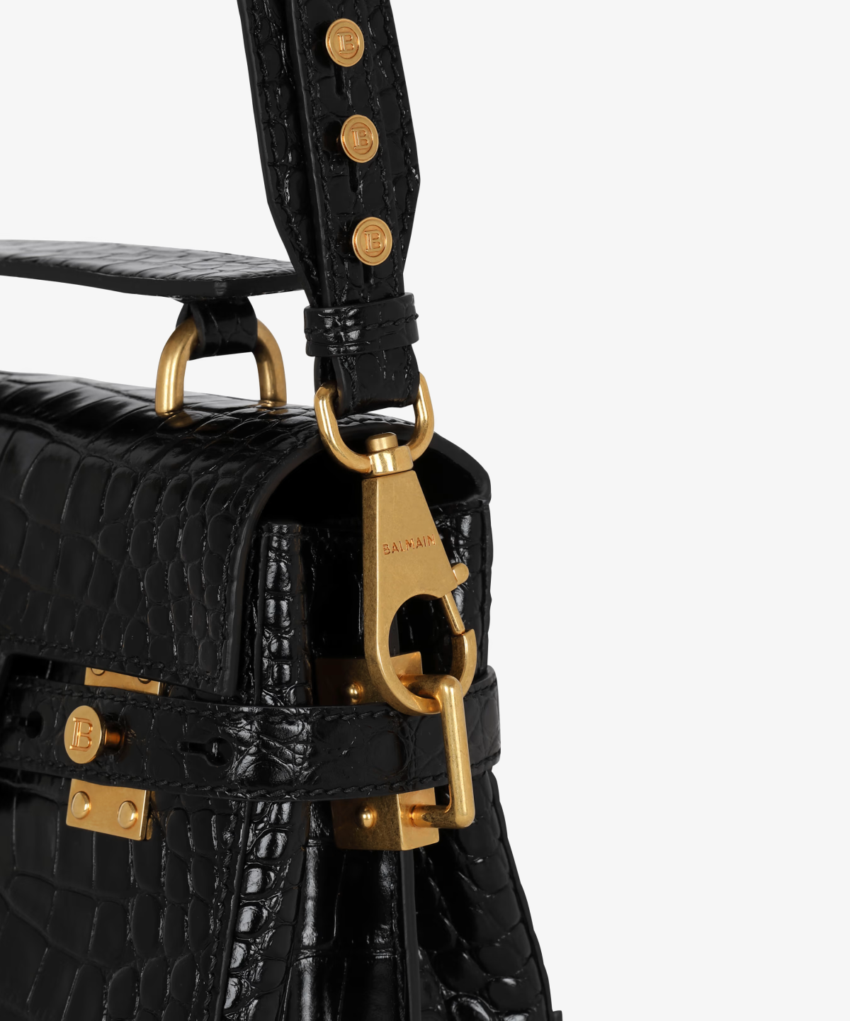 BALMAIN B-BUZZ 23 CROC EMBOSSED BAG