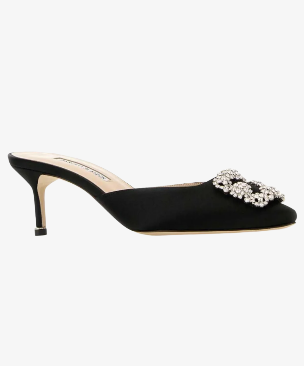 MANOLO BLAHNIK  HANGISI MULE/BLACK/50CM HEEL